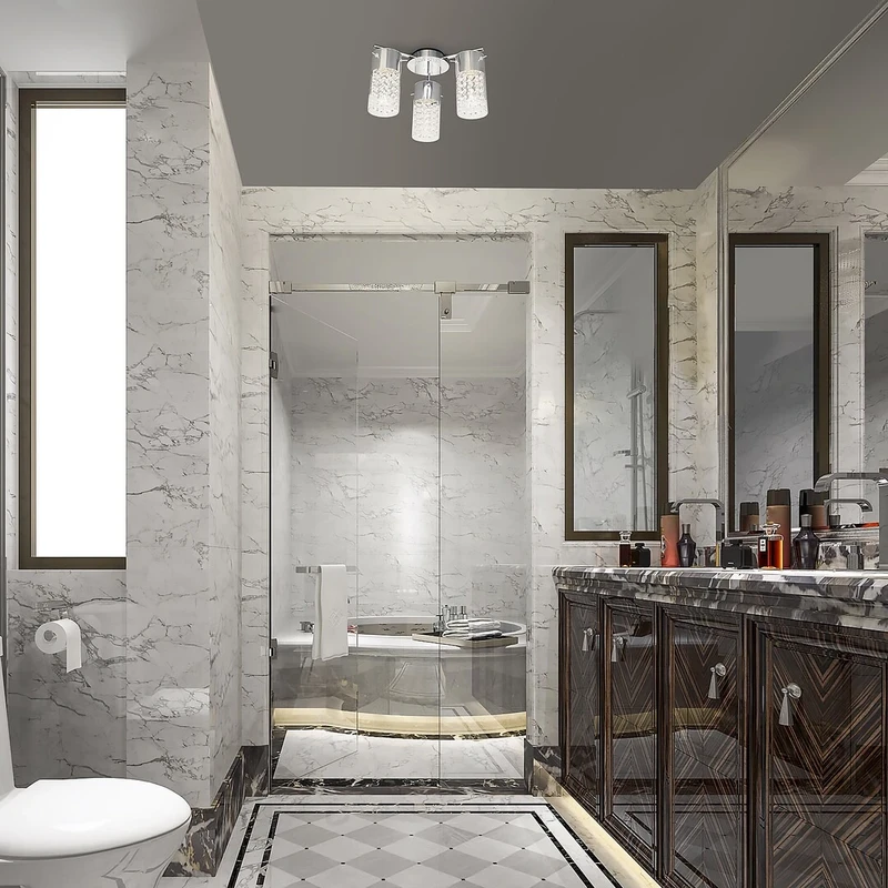 Niagara – класически плафон за баня в хром с кристали, 3×E14, IP44