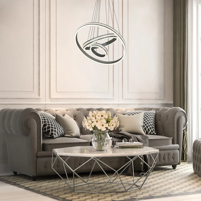 Avalon – LED пендел в алуминий с бял акрил, Ø600мм, 75W, 4000K
