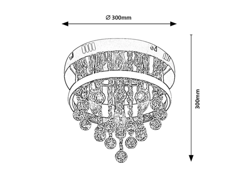 Pallas – classic LED ceiling light in chrome with crystals, Ø300mm, 20W, 4000K