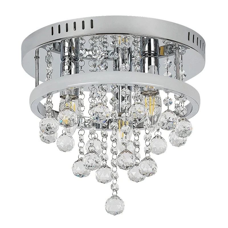 Pallas – classic LED ceiling light in chrome with crystals, Ø300mm, 20W, 4000K
