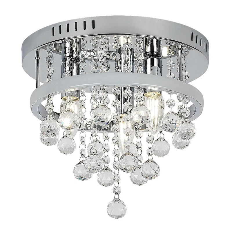 Pallas – classic LED ceiling light in chrome with crystals, Ø300mm, 20W, 4000K