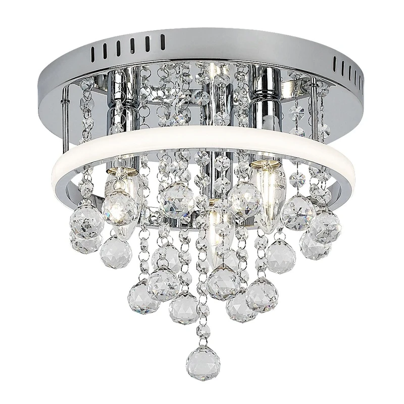 LED Ceiling Lights Pallas – classic LED ceiling light in chrome with crystals, Ø300mm, 20W, 4000K