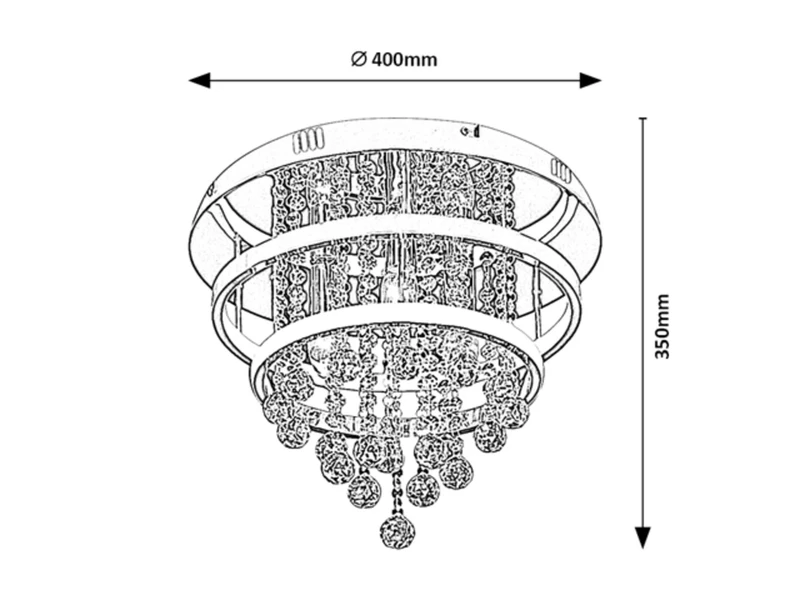 Pallas – класически LED плафон в хром с кристални елементи, Ø400мм, 32W, 4000K