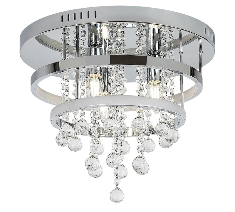 Pallas – класически LED плафон в хром с кристални елементи, Ø400мм, 32W, 4000K