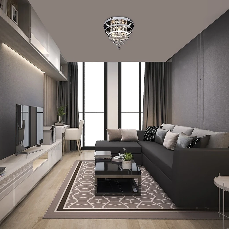 Pallas – класически LED плафон в хром с кристални елементи, Ø400мм, 32W, 4000K