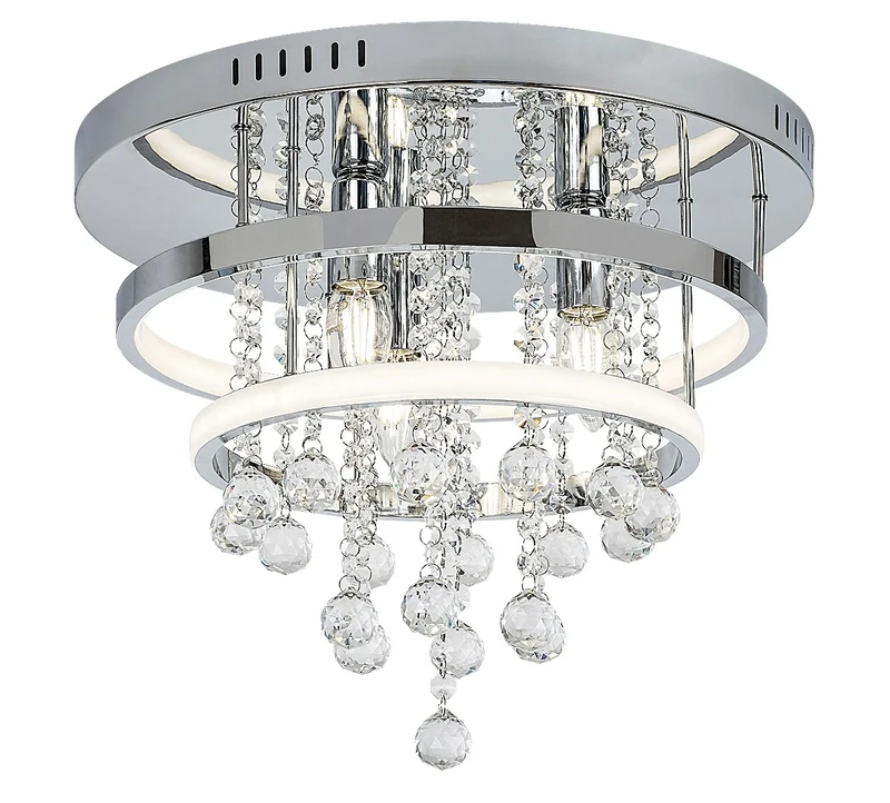 LED плафони Pallas – класически LED плафон в хром с кристални елементи, Ø400мм, 32W, 4000K