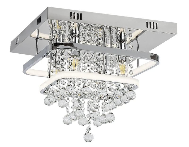 Pallas – LED плафон в хром с кристални елементи, 400×400мм, 36W, 4000K