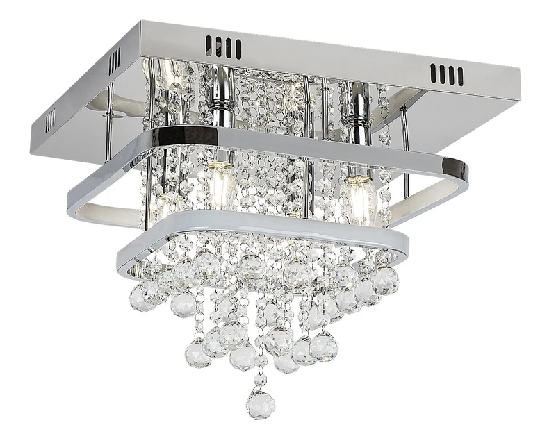 Pallas – LED плафон в хром с кристални елементи, 400×400мм, 36W, 4000K