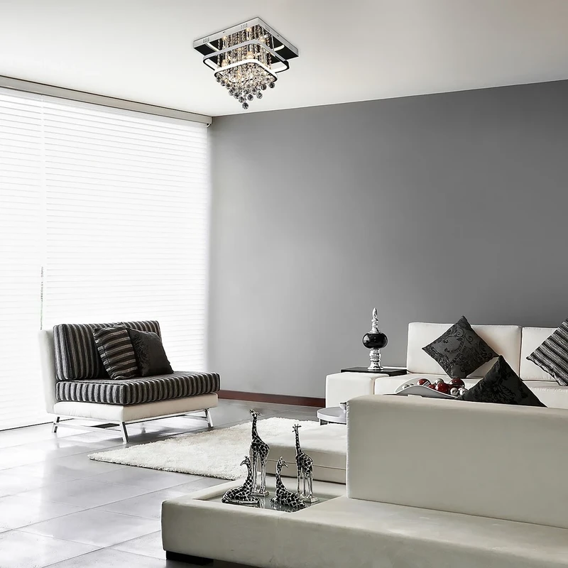 Pallas – LED плафон в хром с кристални елементи, 400×400мм, 36W, 4000K