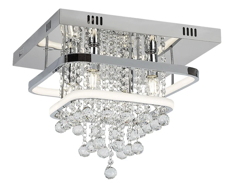 LED плафони Pallas – LED плафон в хром с кристални елементи, 400×400мм, 36W, 4000K
