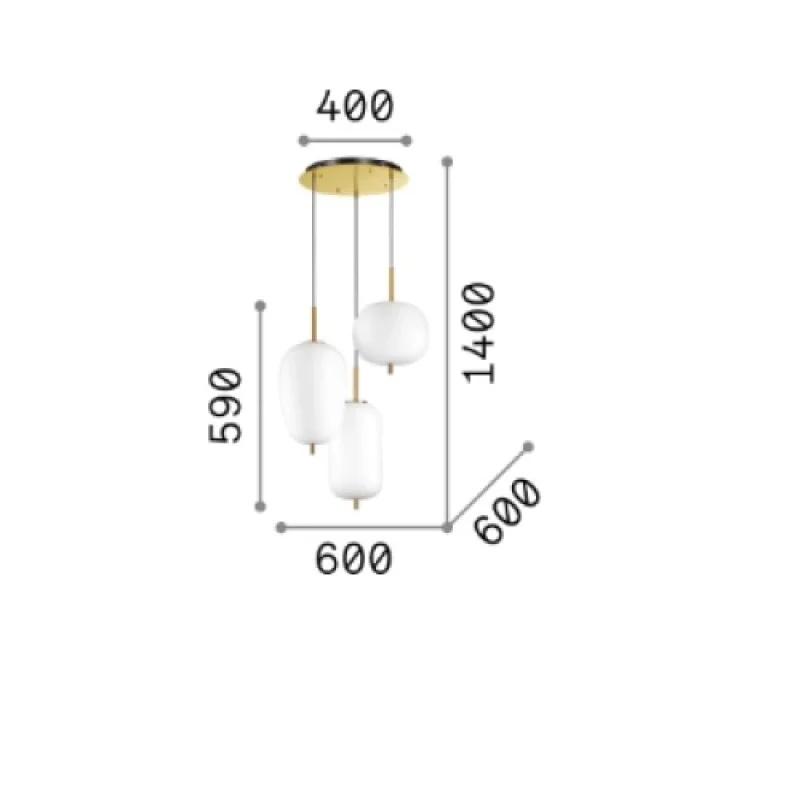 Umile SP3 224541 – Ideal Lux LED пендел в сатен месинг, 60,2W, 3000K, IP20