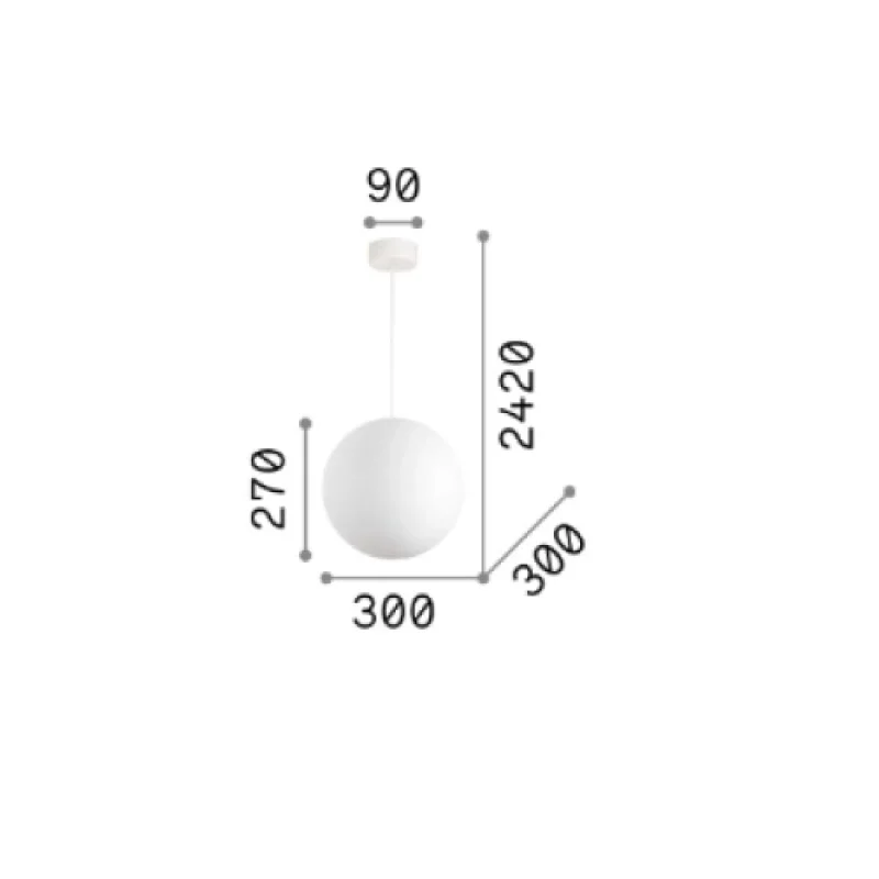 Carta SP1 D30 226026 – Ideal Lux пендел в бял, 1X25W, IP20