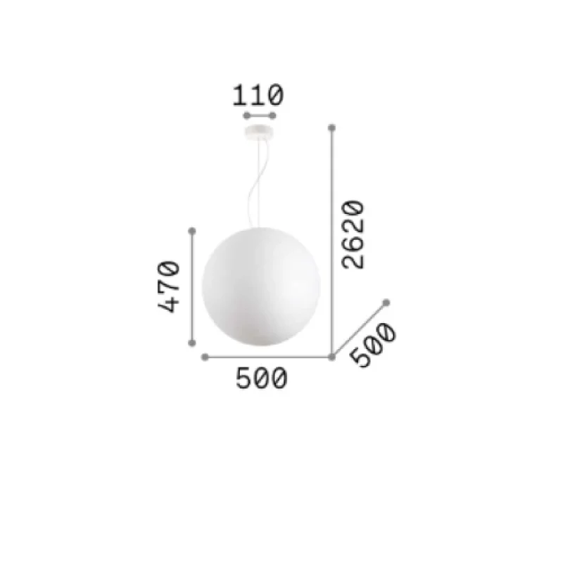 Carta SP1 D50 226040 – Ideal Lux пендел в бял, 1X25W, IP20