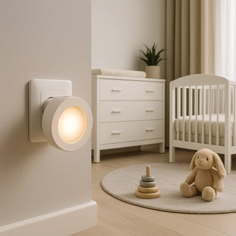 Pumpkin – LED нощна лампа в бяло с фотосензор, Ø65мм, 0.5W, 3000K