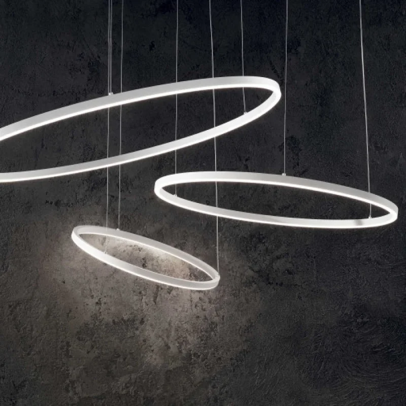 Oracle SLIM SP D70 ROUND WH 229485 – Ideal Lux LED pendant in matt white, 35W, 3000K, IP20