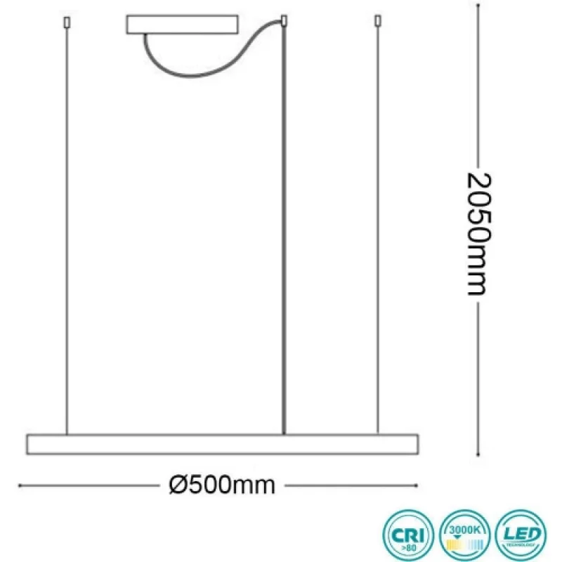 LED пендели и полилеи Oracle SLIM SP D50 ROUND BK 229492 – Ideal Lux LED пендел в матово черен, 30W, 3000K, IP20