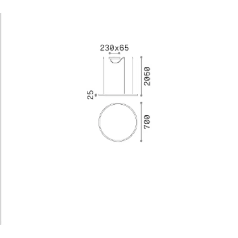 Oracle SLIM SP D70 ROUND BK 229515 – Ideal Lux LED pendant in matt black, 35W, 3000K, IP20