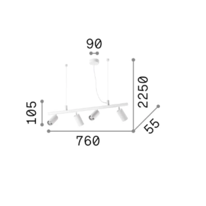 Dynamite SP4 BLACK 231341 – Ideal Lux pendant in black, 4X28W, IP20