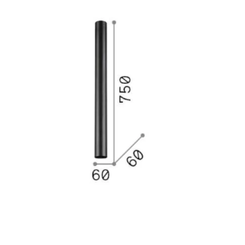 Look PL1 H75 NER 233321 – Ideal Lux луна за външен монтаж в черен, 1X28W, IP20