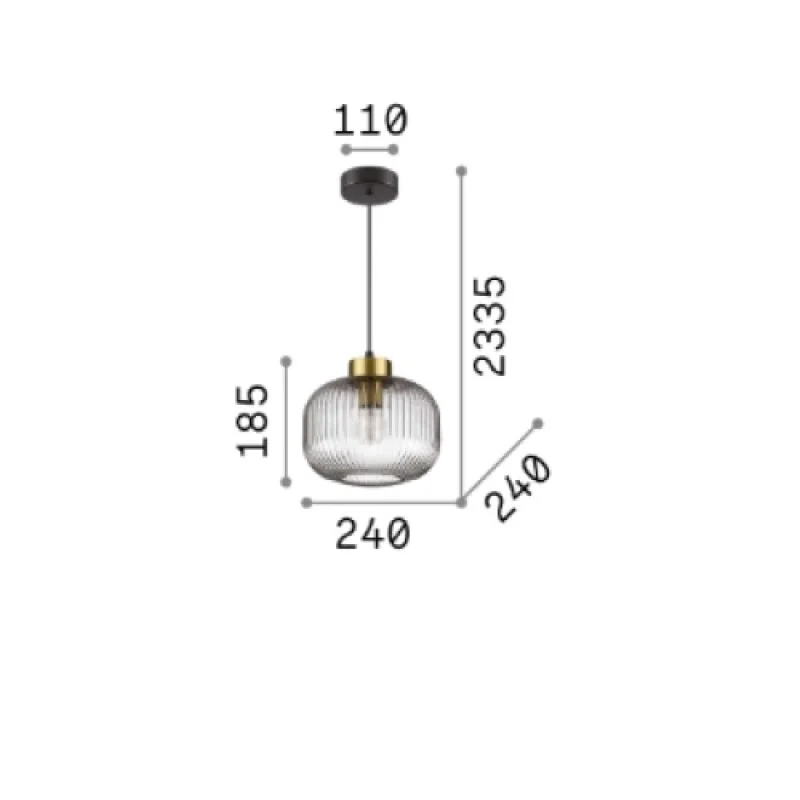 Mint-2 SP1 FUME' 237398 – Ideal Lux pendant in matt black, 1X60W, IP20