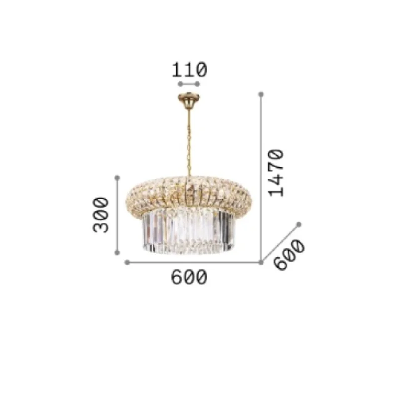 Nabucco SP12 237794 – Ideal Lux пендел в златист, 12X40W, IP20
