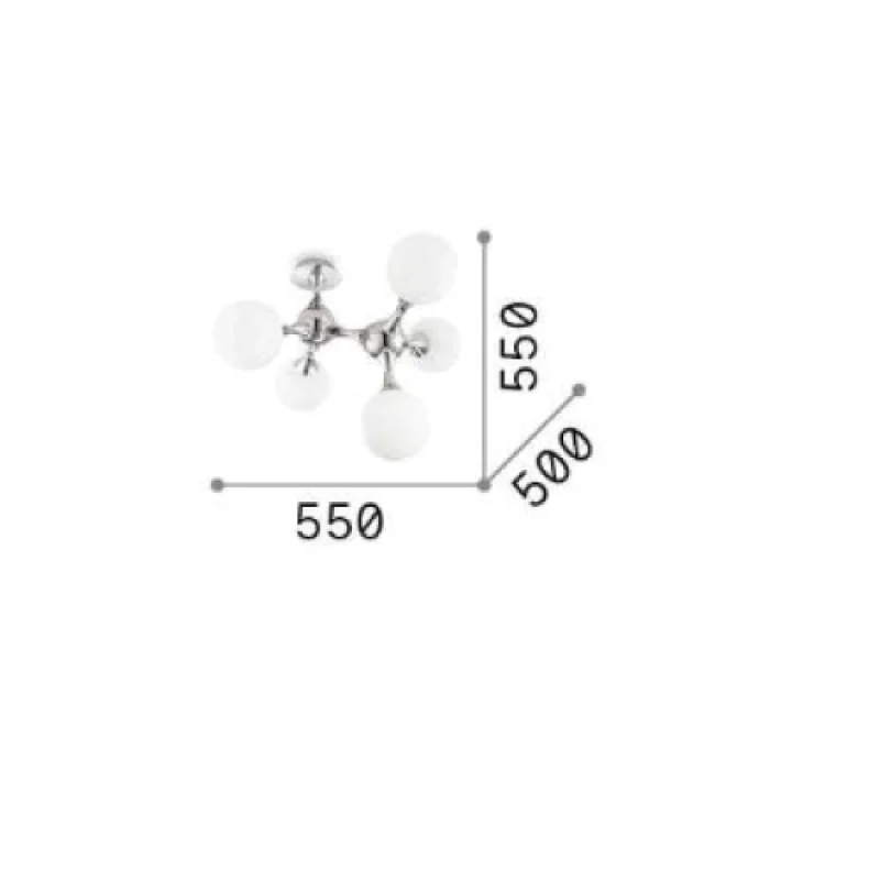 Nodi PL5 OTTONE SATINATO 241050 – Ideal Lux плафон в сатен месинг, 5X40W, IP20