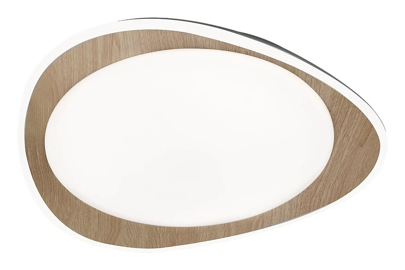 LED плафони Tamino – LED плафон в цвят бук с бял акрилен абажур, Ø450мм, 24W, 4000K