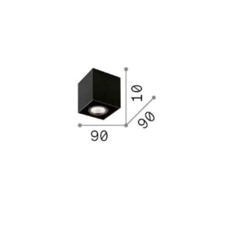 Mood PL1 D09 SQU 243948 – Ideal Lux downlight for outdoor mounting in black, 1X28W, IP20