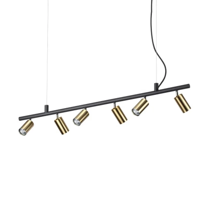 Dynamite SP6 BRASS 244648 – Ideal Lux pendant in black, 6X28W, IP20