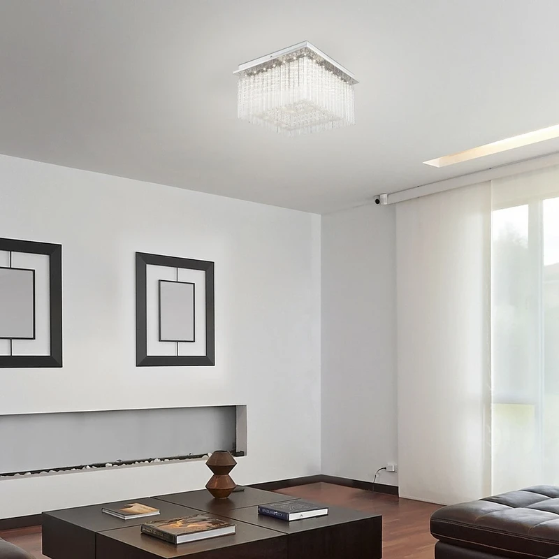 Danielle – LED плафон в хром с кристален абажур, 360×360мм, 21W, 4000K