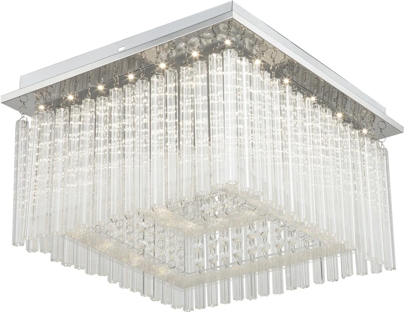 LED плафони Danielle – LED плафон в хром с кристален абажур, 360×360мм, 21W, 4000K