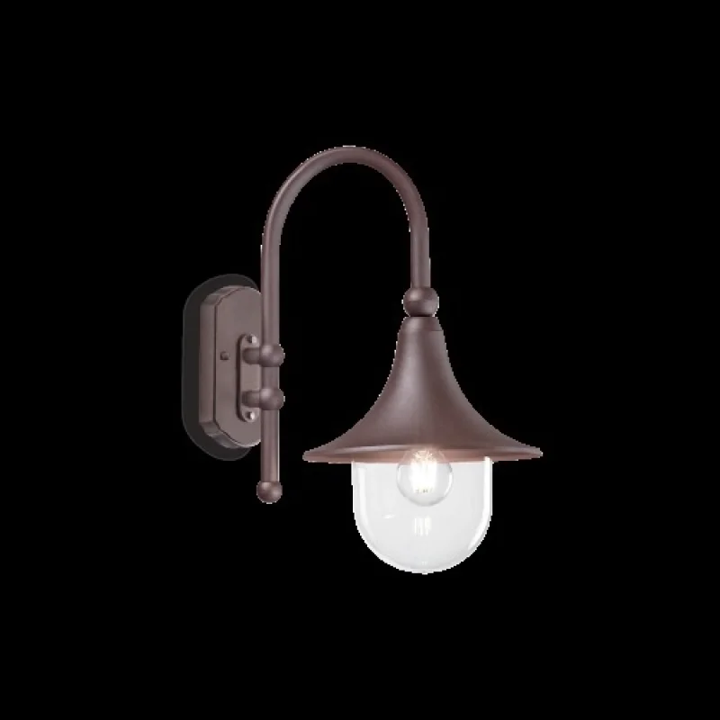 Външно стенно осветление Cima AP1 Coffee 246826 – Ideal Lux фасаден аплик в кафяв, 1x60W, IP43