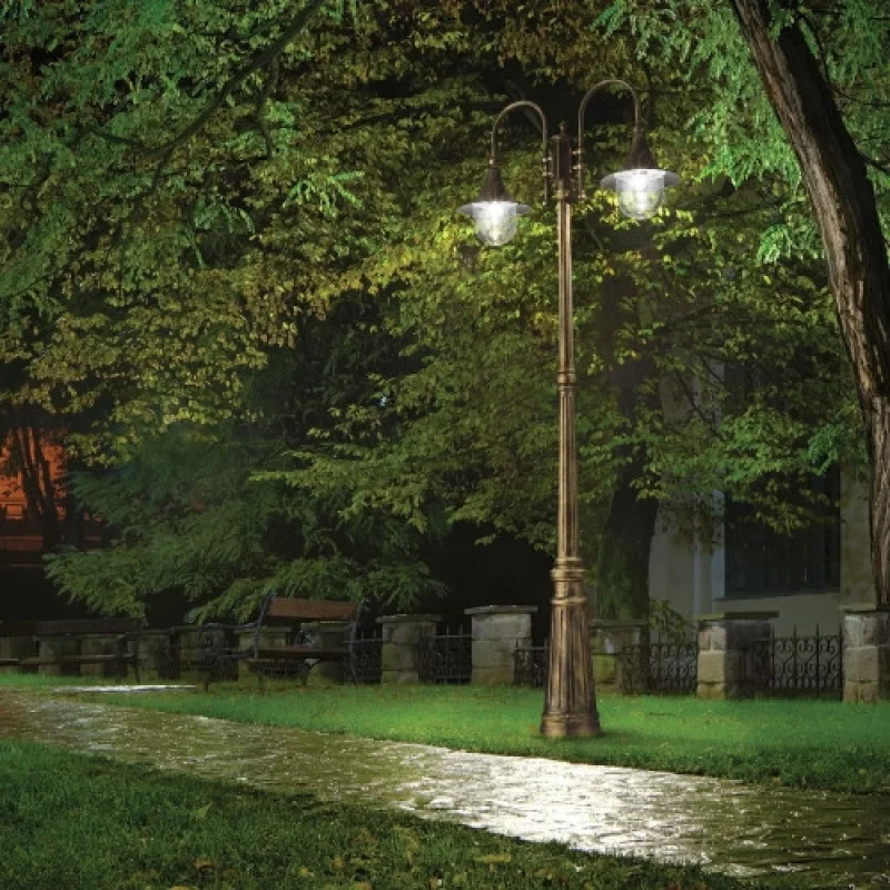 Bollard Lights Cima PT2 Coffee 246840 – Ideal Lux garden bollard in brown, 2x60W, IP43