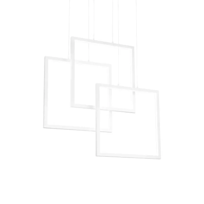 LED Pendants & Chandeliers Frame SP QUADRATO WHITE 253596 – Ideal Lux LED pendant in white, 80W, 3000K, IP20