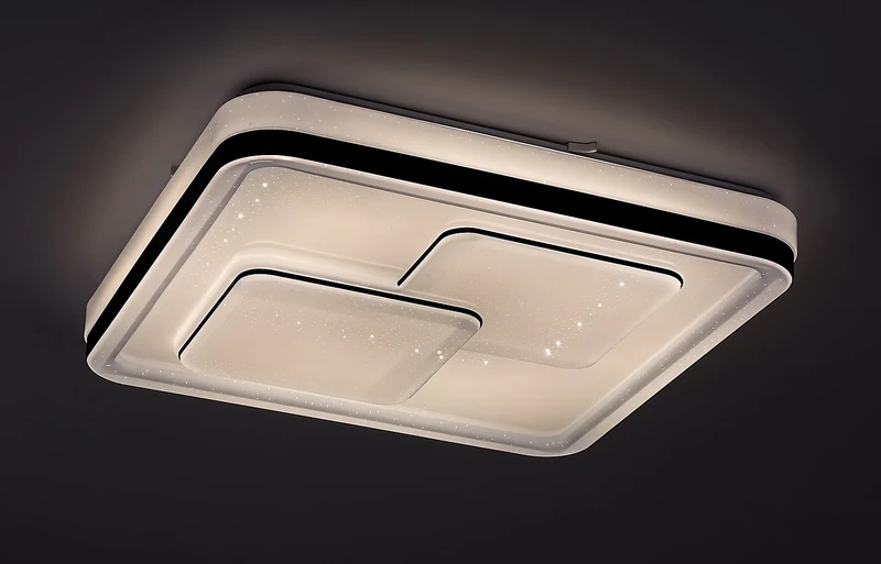 Hecate – LED ceiling light in black with white shade, 485×485mm, 40W, 4000K
