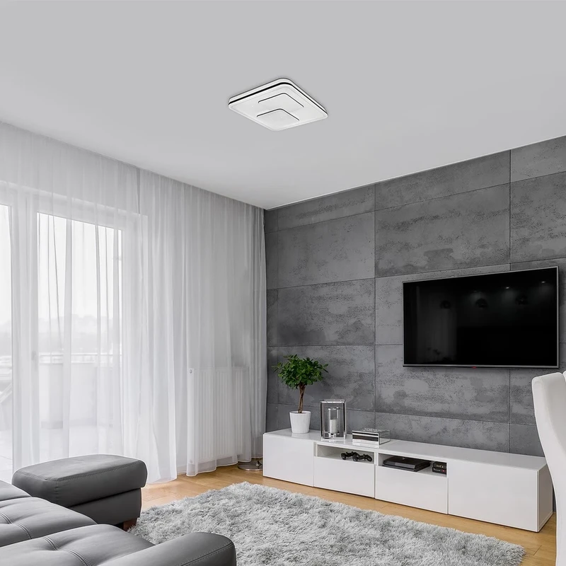 Hecate – LED ceiling light in black with white shade, 485×485mm, 40W, 4000K