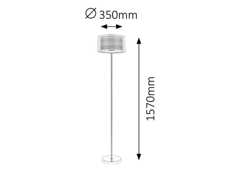 Anastasia – floor-standing lamp in chrome with brown fabric shade, Ø350mm, 1×E27