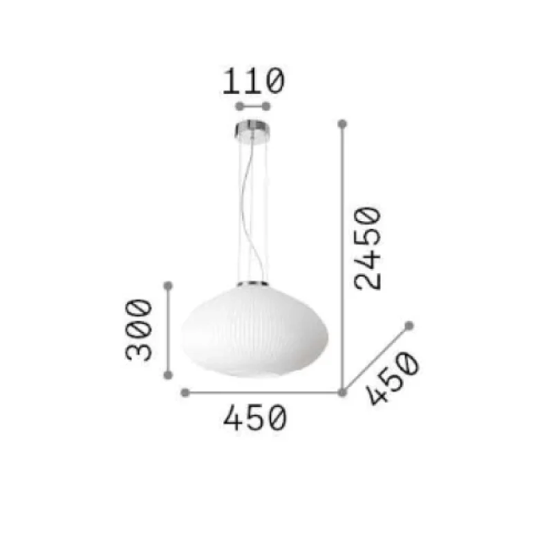 Plisse' SP1 D45 CROMO 264523 – Ideal Lux pendant in chrome, 1X60W, IP20