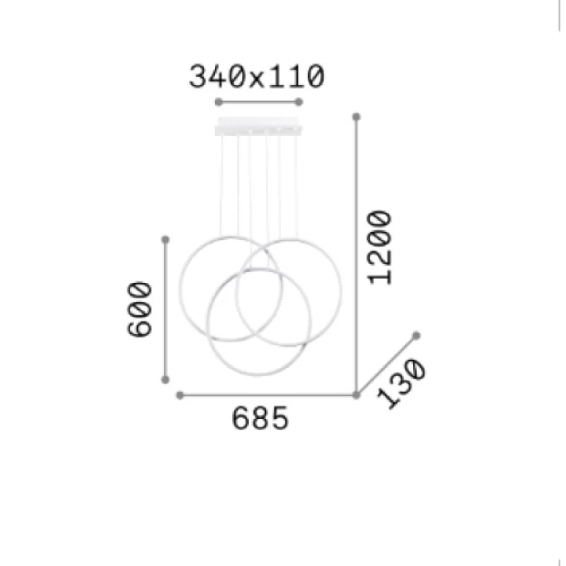Frame SP CERCHIO BLACK 269337 – Ideal Lux LED пендел в черен, 82W, 3000K, IP20