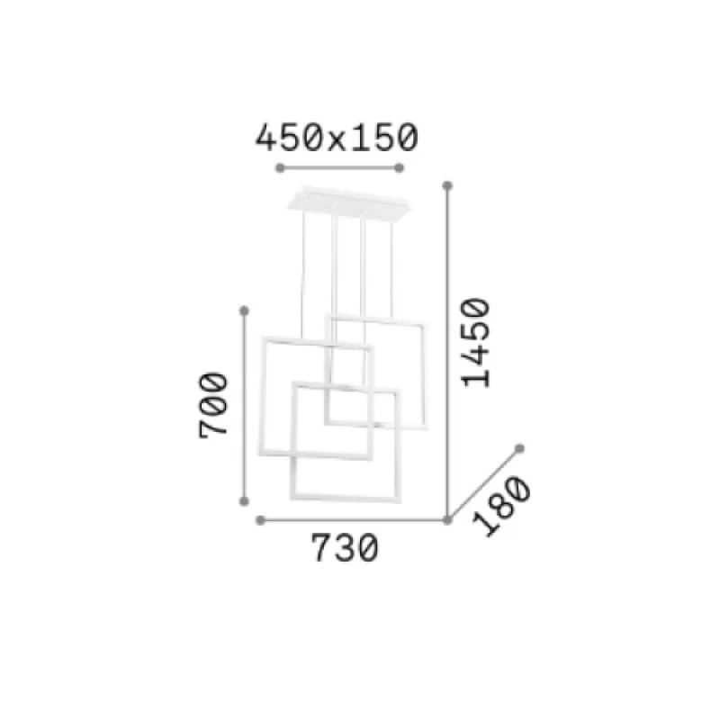 Frame SP QUADRATO BLACK 269375 – Ideal Lux LED пендел в черен, 80W, 3000K, IP20