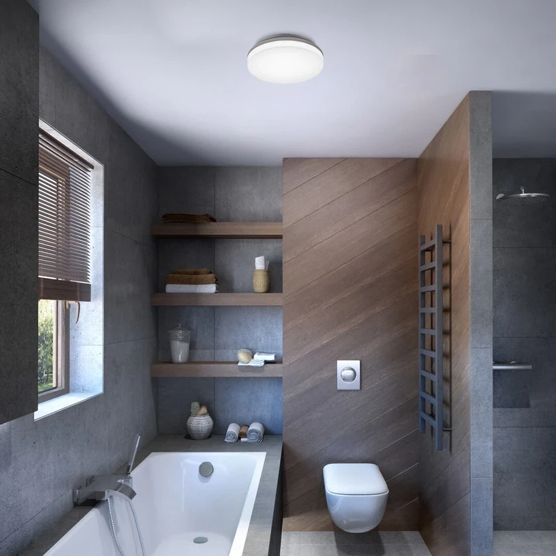 Zenon – LED ceiling light for terrace in white, Ø280mm, 24W, 3000-6000K, IP54