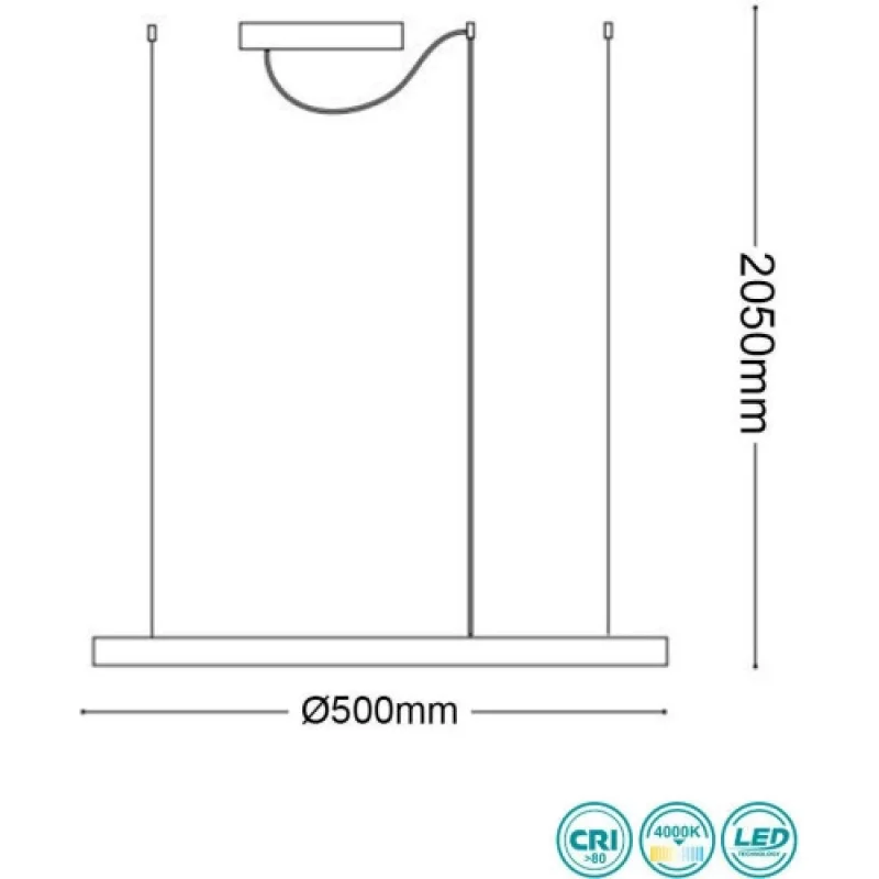 Oracle SLIM SP D50 ROUND WH 269856 – Ideal Lux LED pendant in matt white, 30W, 4000K, IP20