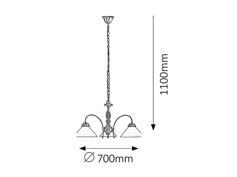 Marian – classic chandelier in bronze with white glass shades, Ø700mm, 3×E27