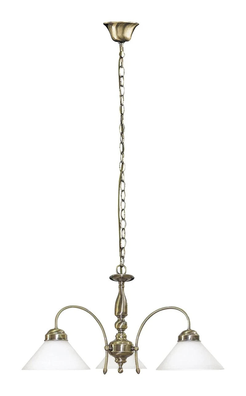 Chandeliers Marian – classic chandelier in bronze with white glass shades, Ø700mm, 3×E27