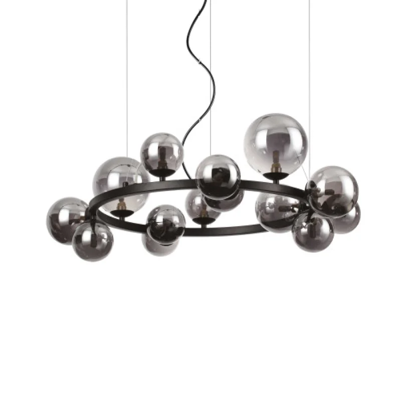 Perlage SP14 BLACK 271385 – Ideal Lux pendant in matt black, 14X15W, IP20