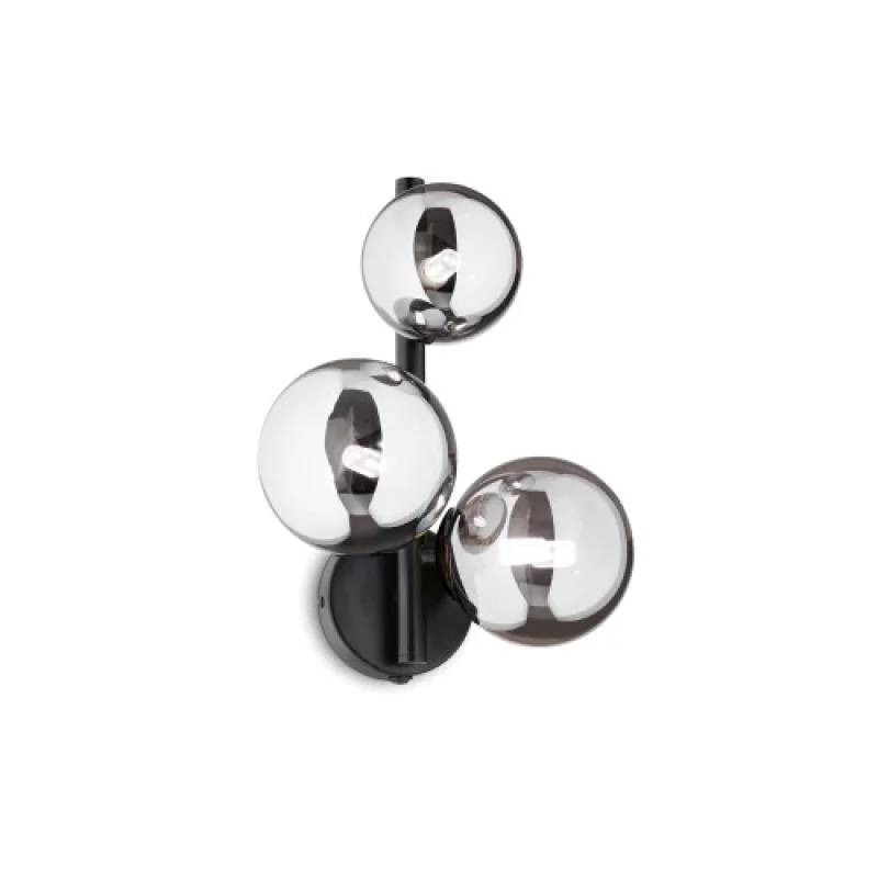 Perlage AP3 BLACK 271439 – Ideal Lux аплик в матово черен, 3X15W, IP20