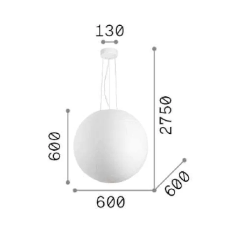 Carta SP1 D60 272139 – Ideal Lux pendant in white, 1X60W, IP20