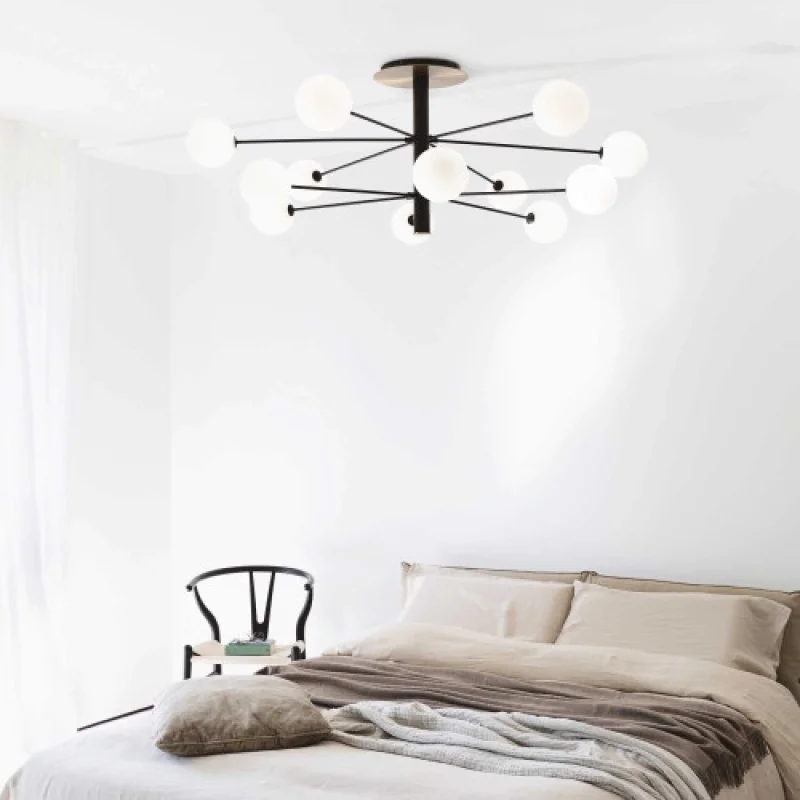 Полилеи Cosmopolitan PL12 NERO OTTONE 273709 – Ideal Lux полилей в черен, 12X15W, IP20