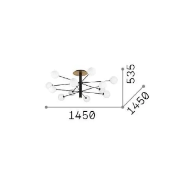 Cosmopolitan PL12 NERO OTTONE 273709 – Ideal Lux полилей в черен, 12X15W, IP20