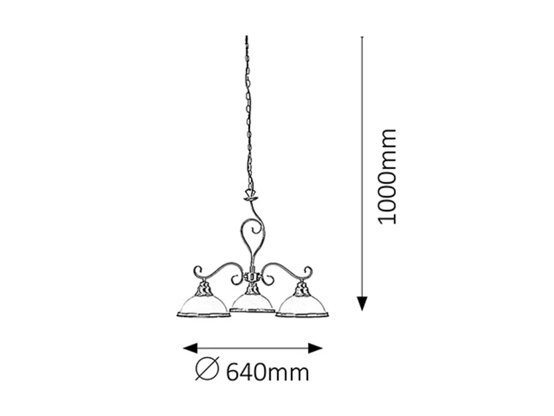Elisett – classic chandelier in bronze with glass shades, Ø640mm, 3×E27